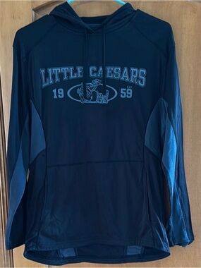 UltraClub Little Caesars Graphic Hoodie Shirt Long Sleeve Black Grey Women Small